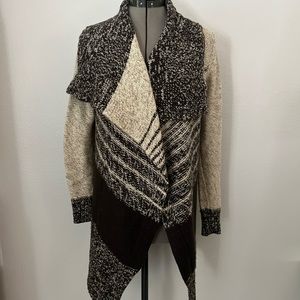 Caslon Cream and Black Open Front Shawl Collar Cardigan